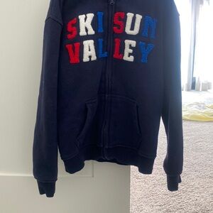 Navy Blue Ski Sun Valley Kids Hoodie